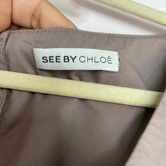 See by Chloe Bow dress blue mauve sleeveless mini 100% Cotton - Picture 9 of 16